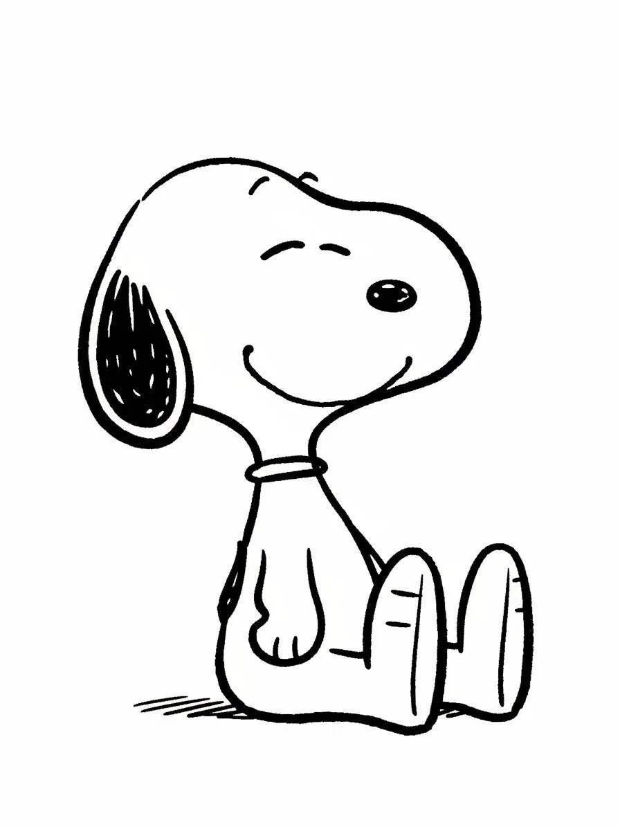 Desenho de Snoopy Sorridente para Colorir