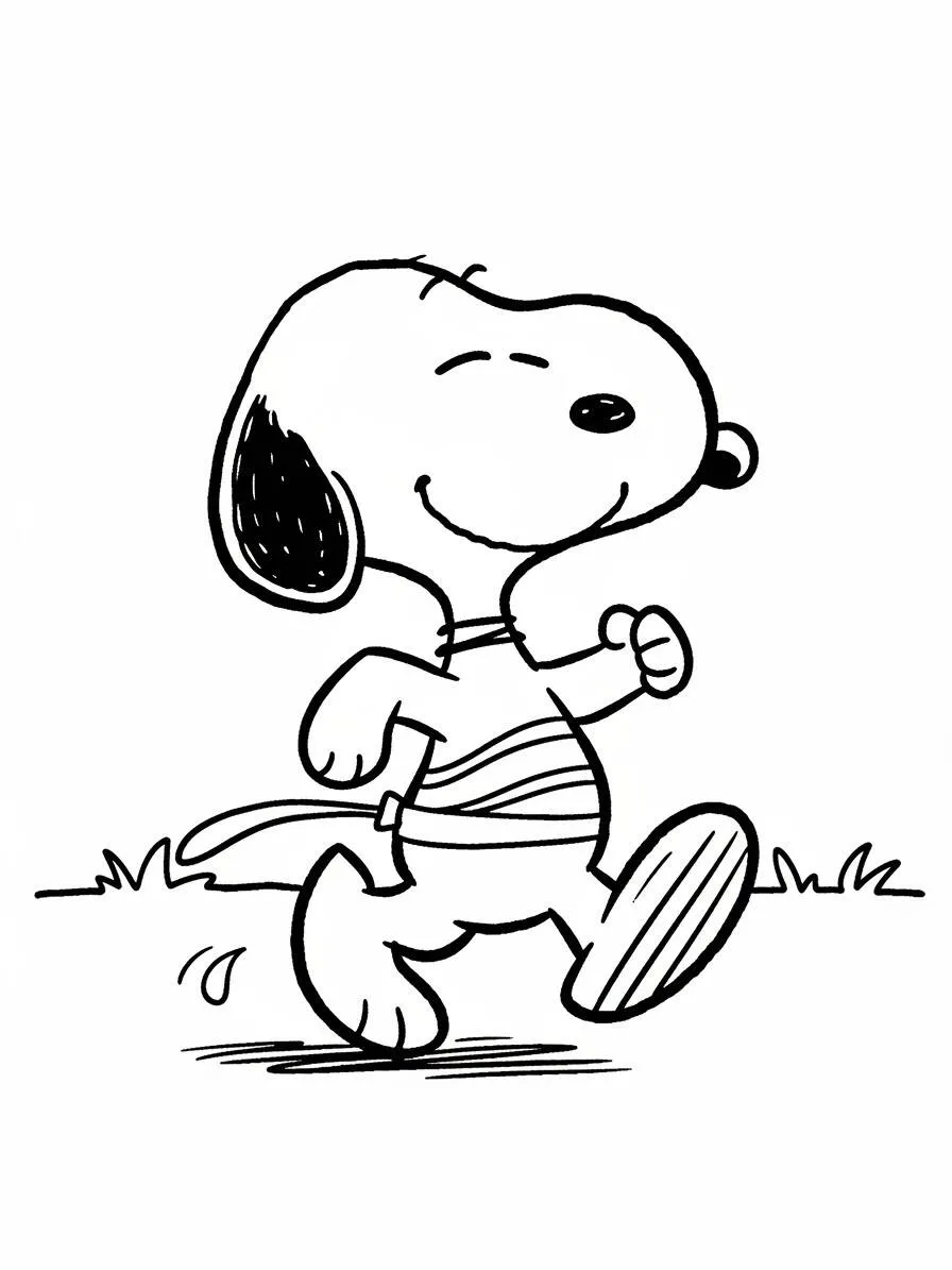 Desenho de Snoopy a Caminhar Feliz para Colorir