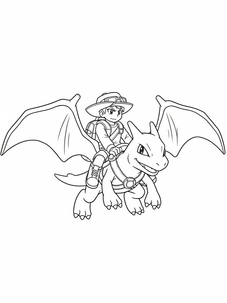 Coloriage Dracaufeu avec des cendres montées