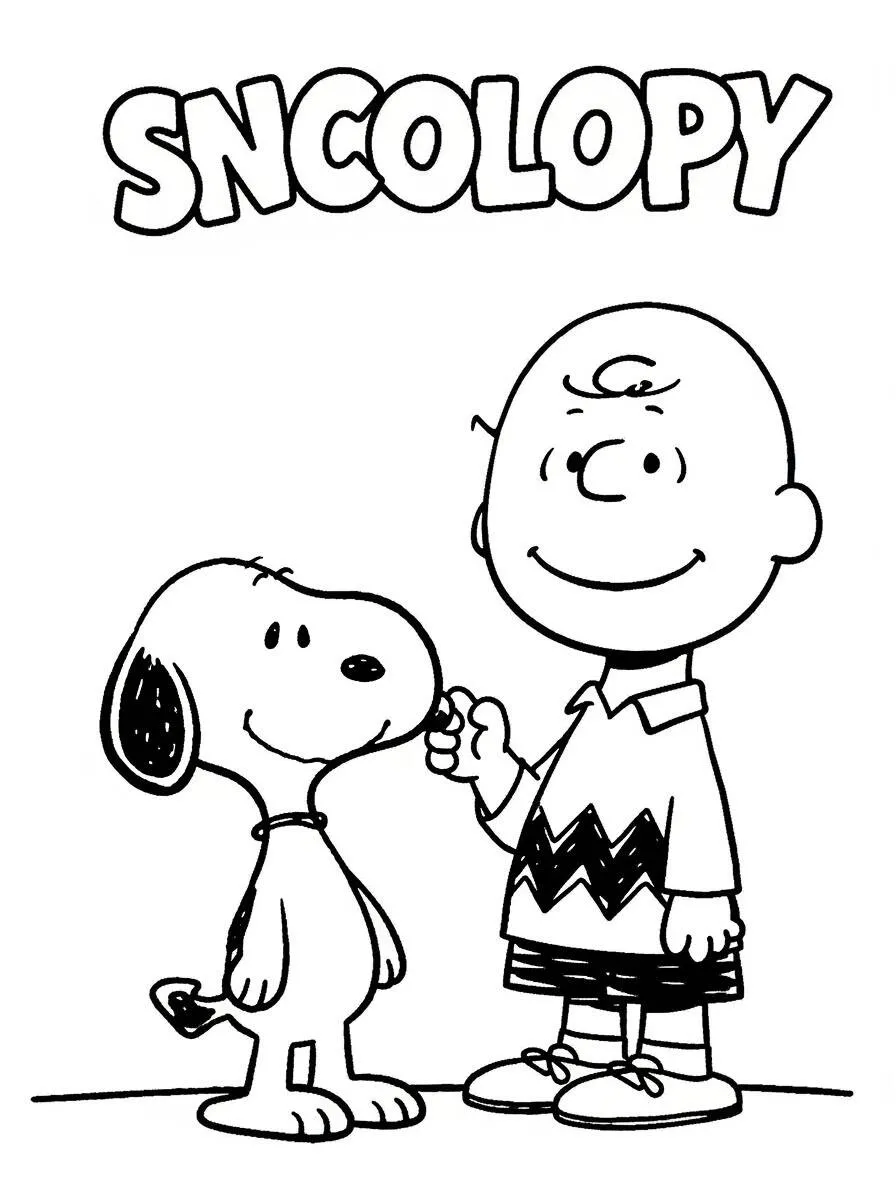 Desenho de Snoopy com Charlie Brown para Colorir
