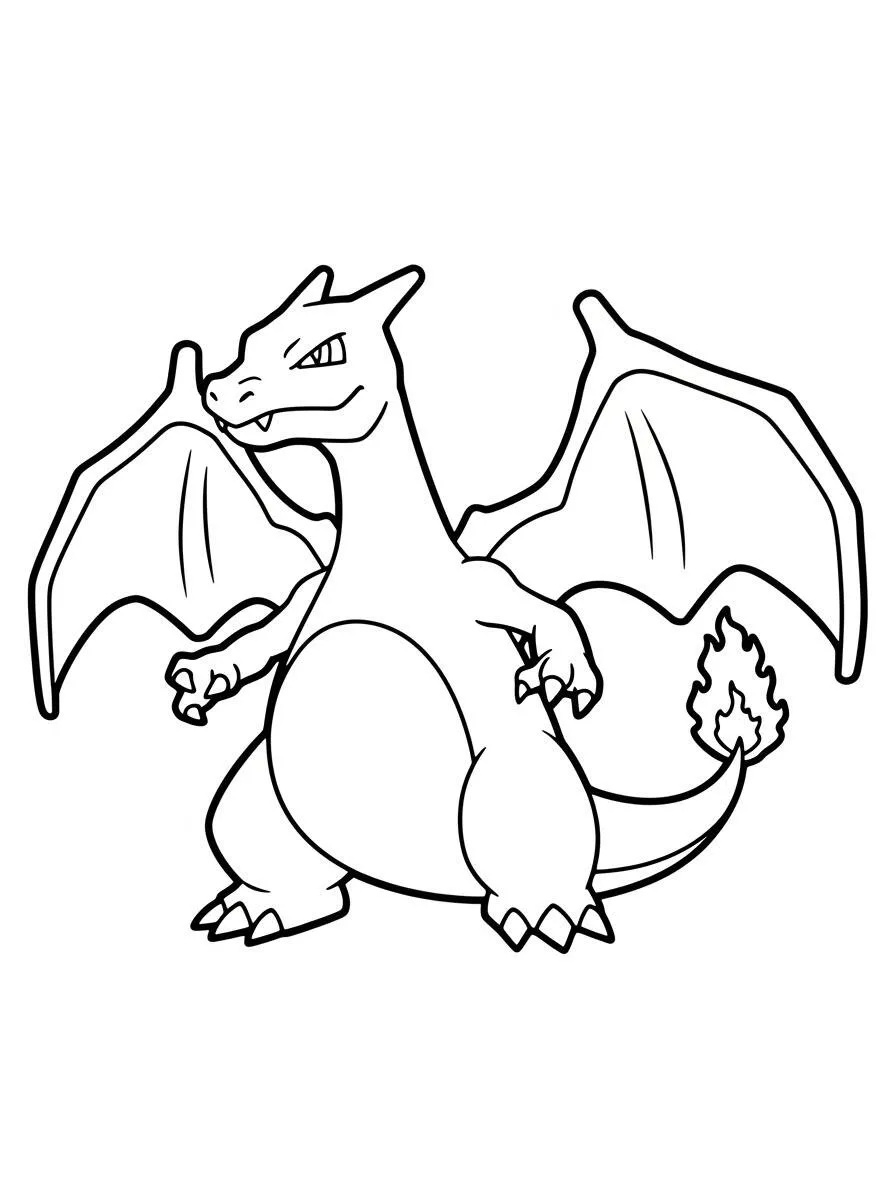 Dracaufeu prêt à colorier avec vos oreilles