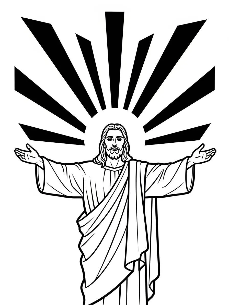 Desenho de Jesus com os braços abertos para colorir