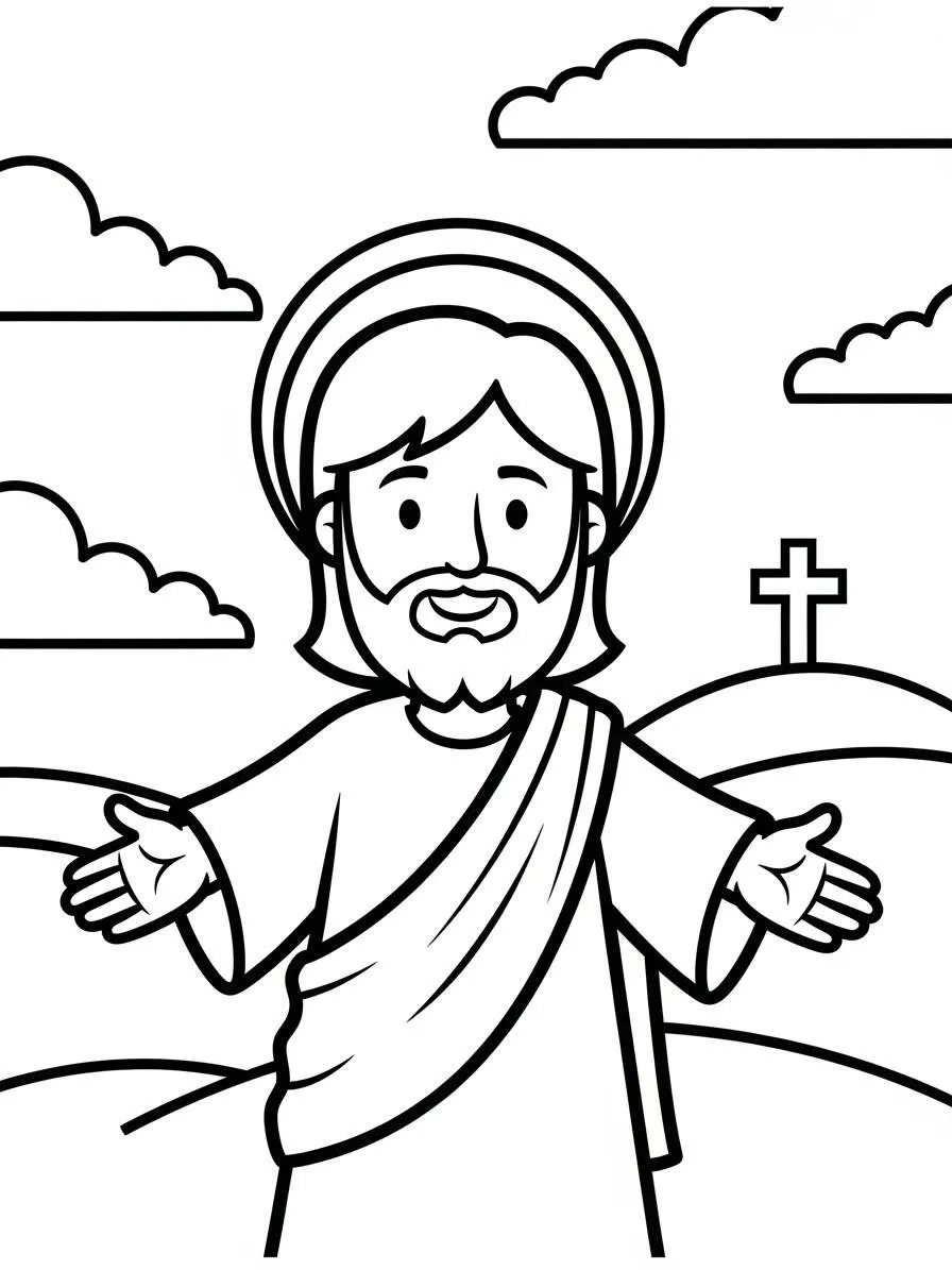 Desenho de Jesus acolhendo para colorir