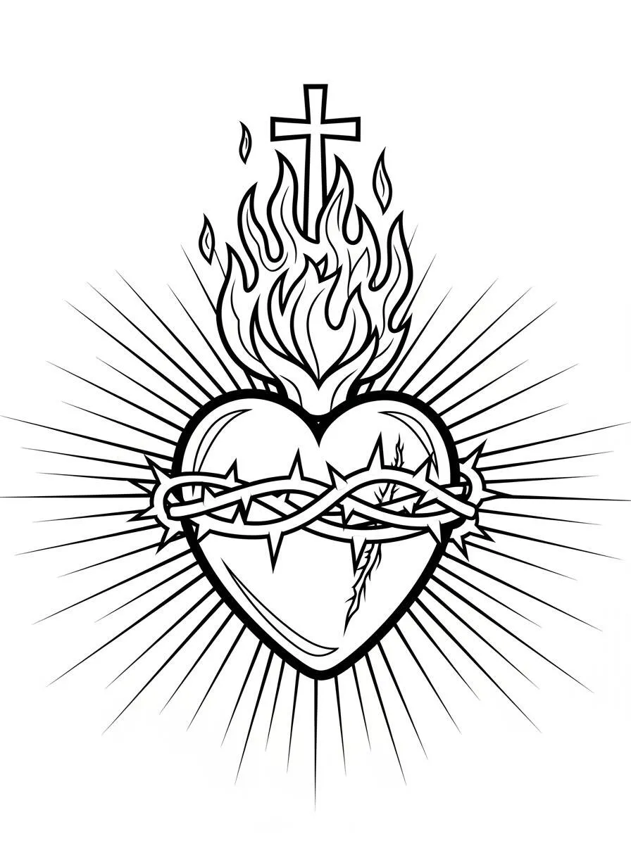 Desenho do Sagrado Coração de Jesus para Colorir
