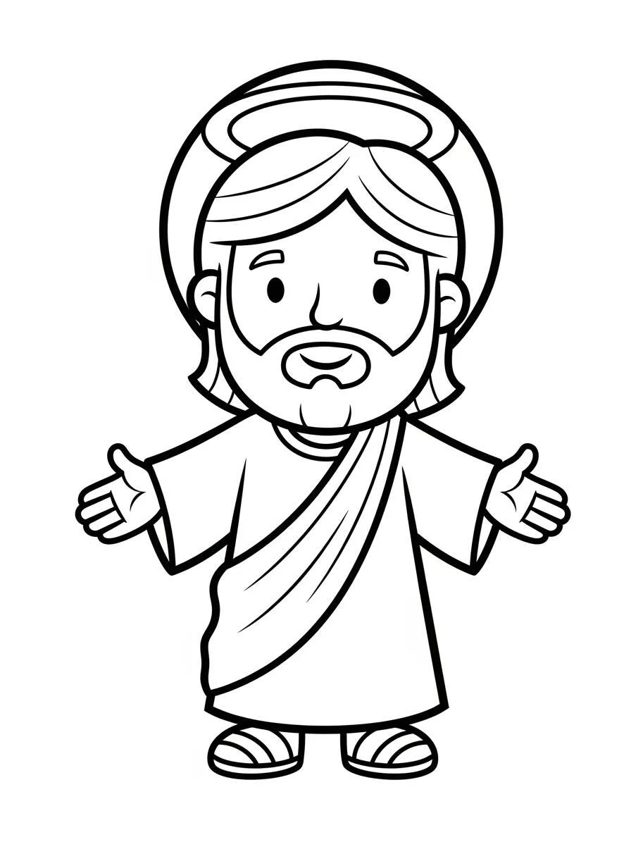 Desenho de Jesus Kawaii para Colorir