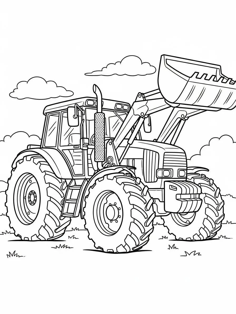 Tractor con pala para colorear