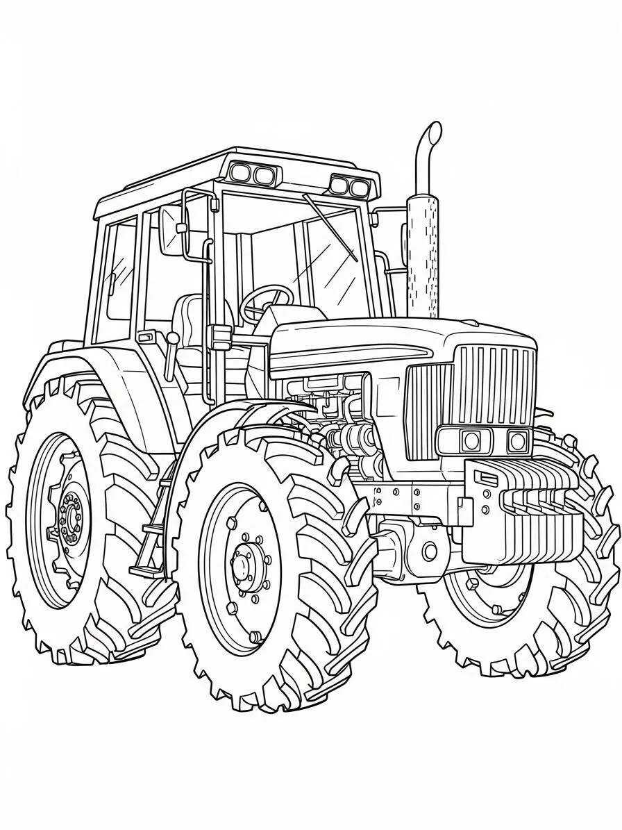 Dibujo para colorear de tractores en la granja