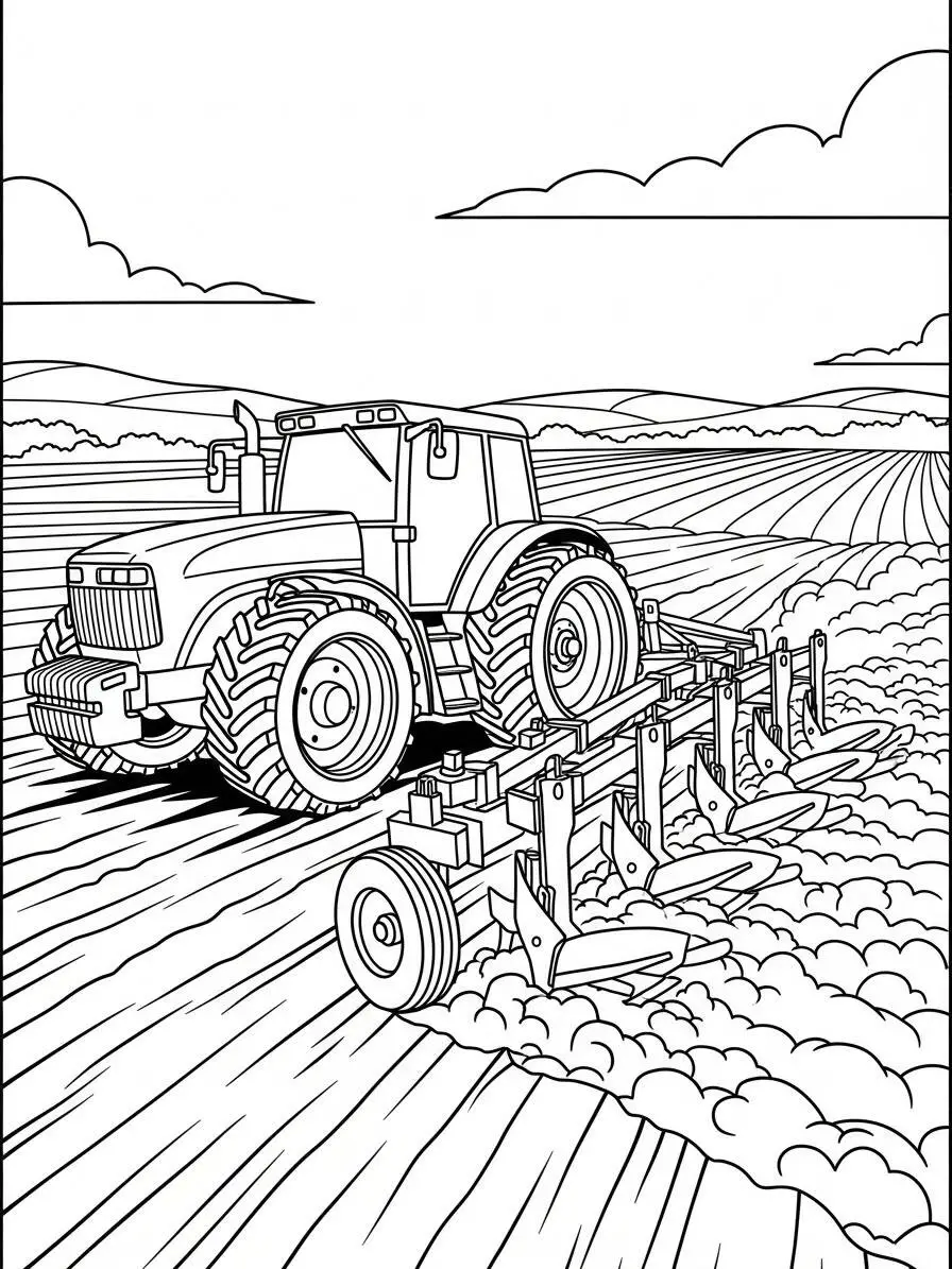 Tractor en la granja Dibujo para colorear