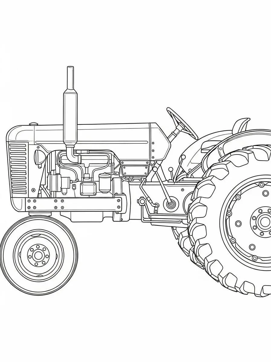 Página para colorear de tractor clásico