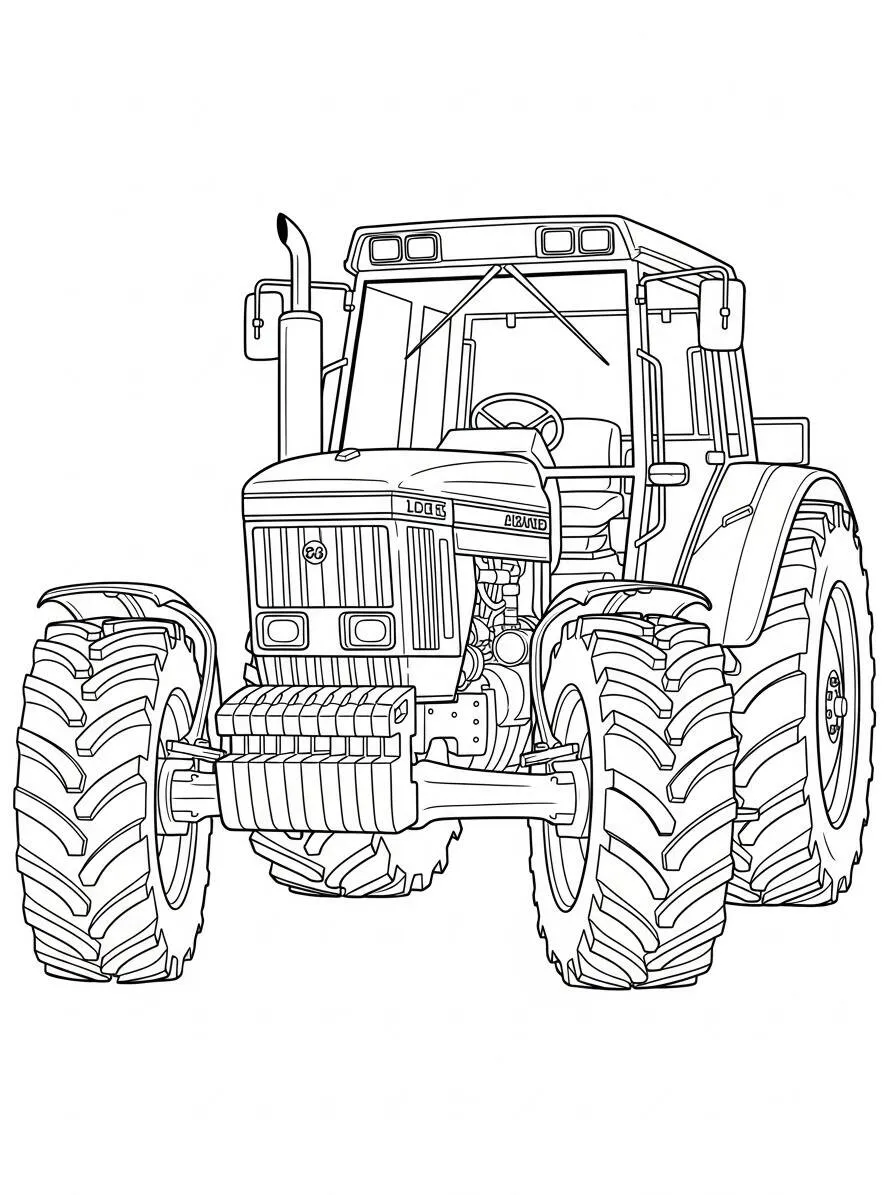 Desenho de Trator para Colorir na Fazenda
