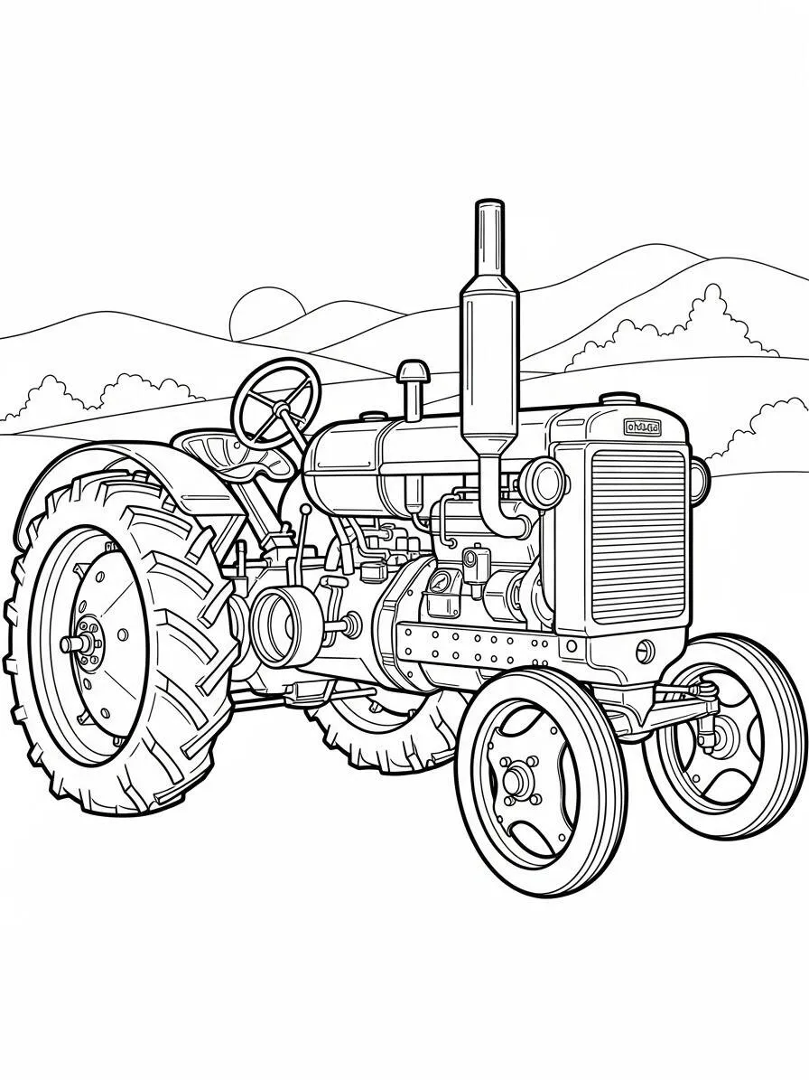 Desenho de Trator Clássico para Colorir