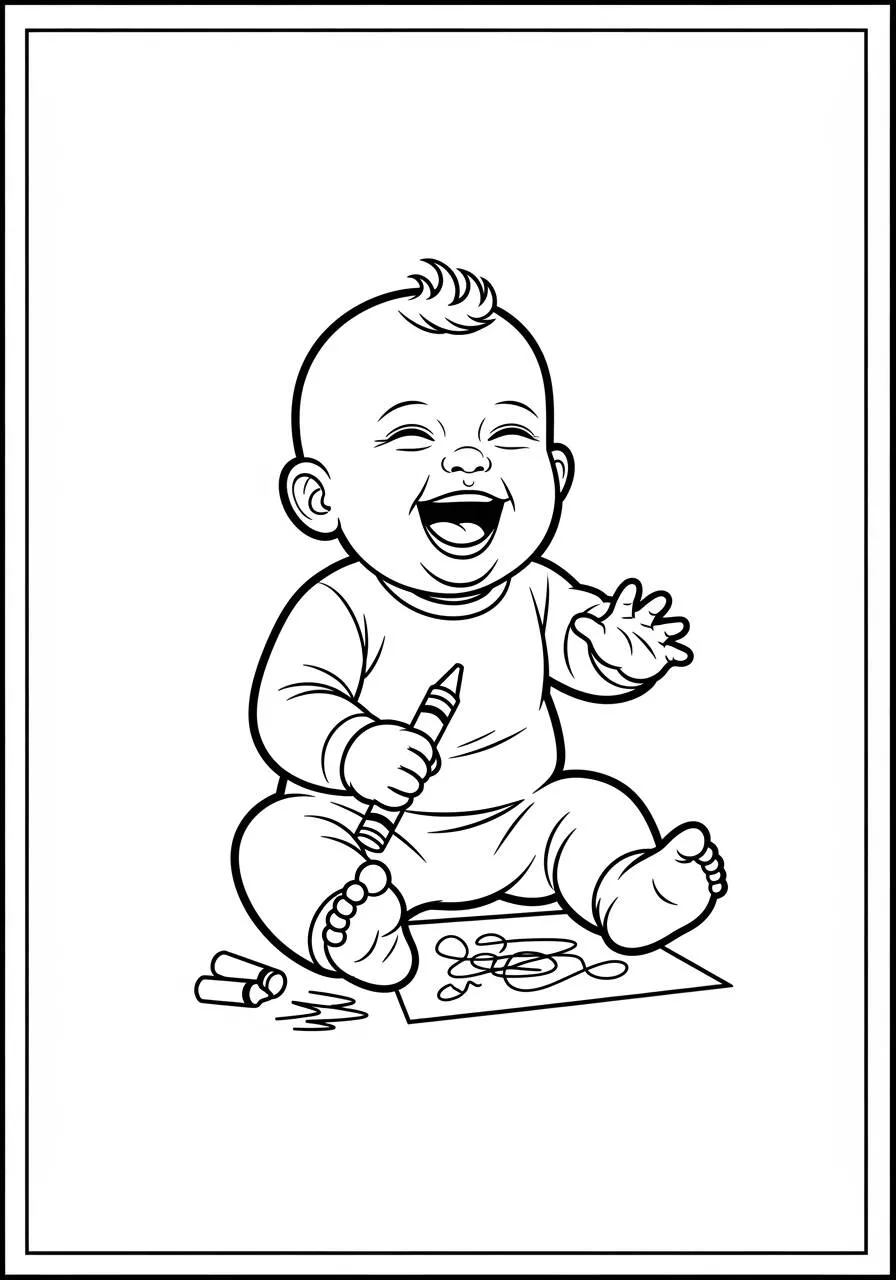 Desenho de Bebê Sorridente para Colorir