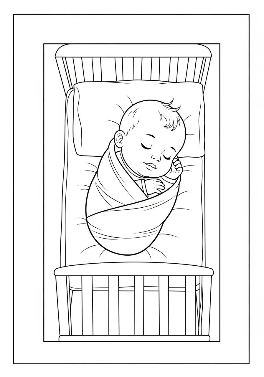 Desenho de Bebê Dormindo para Colorir