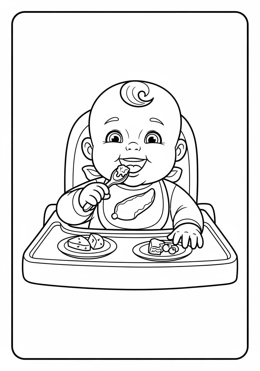 Desenho de Bebê comendo para colorir