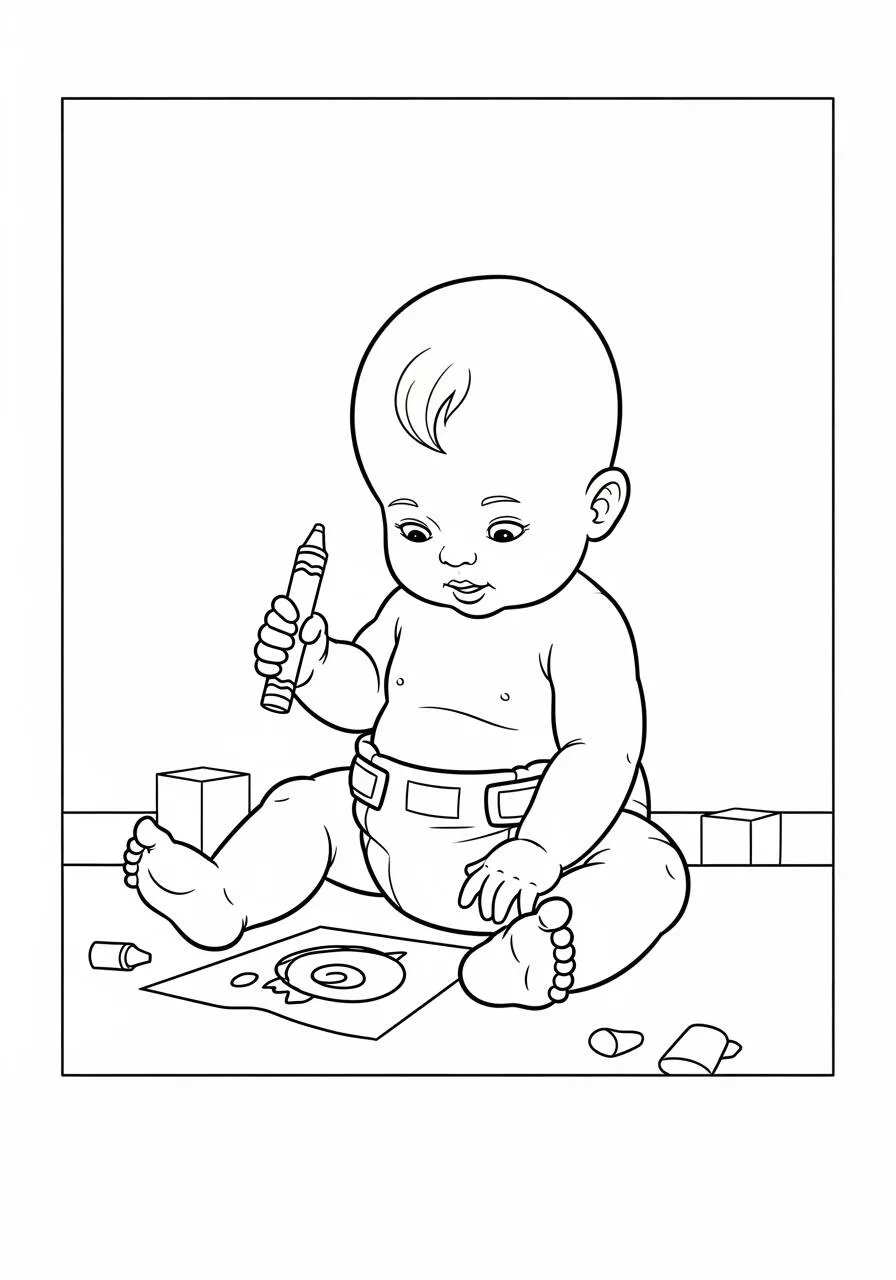 Desenho de Bebê Colorindo para Colorir