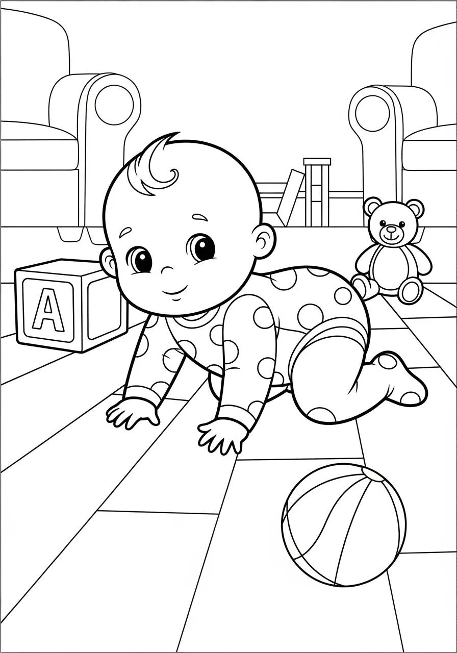 Desenho de Bebê Engatinhando para Colorir