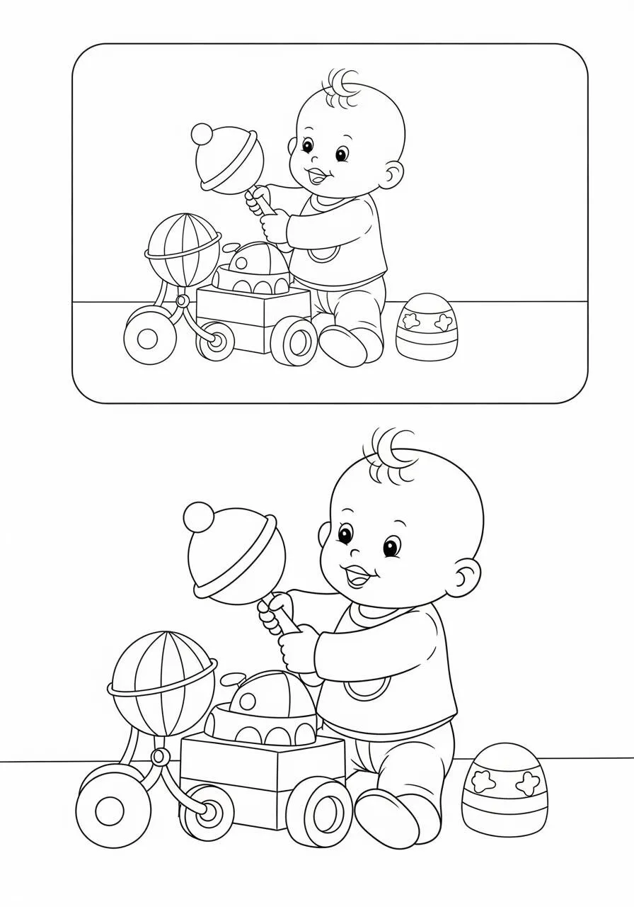 Desenho de Bebê Brincando para Colorir