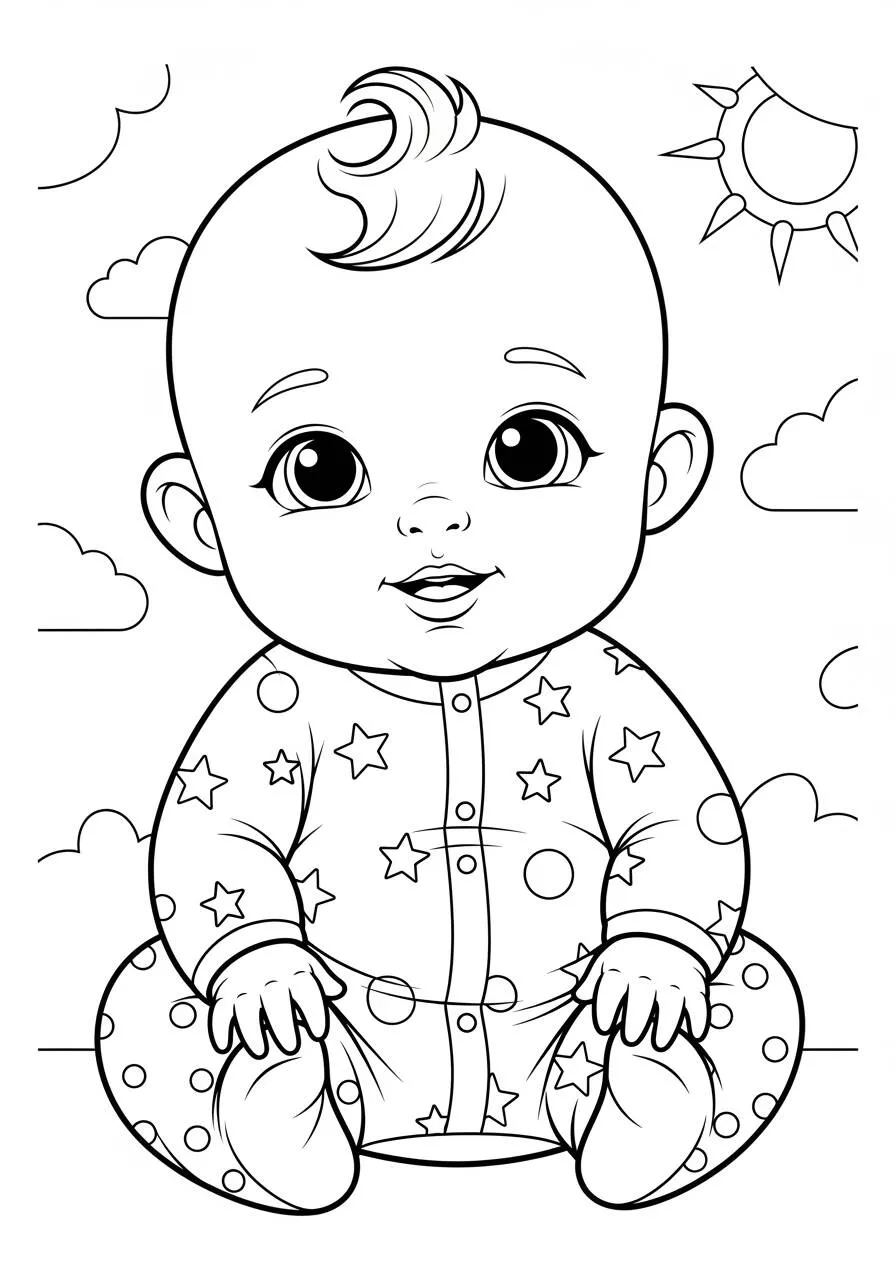 Desenho de Bebê Sorridente para Colorir