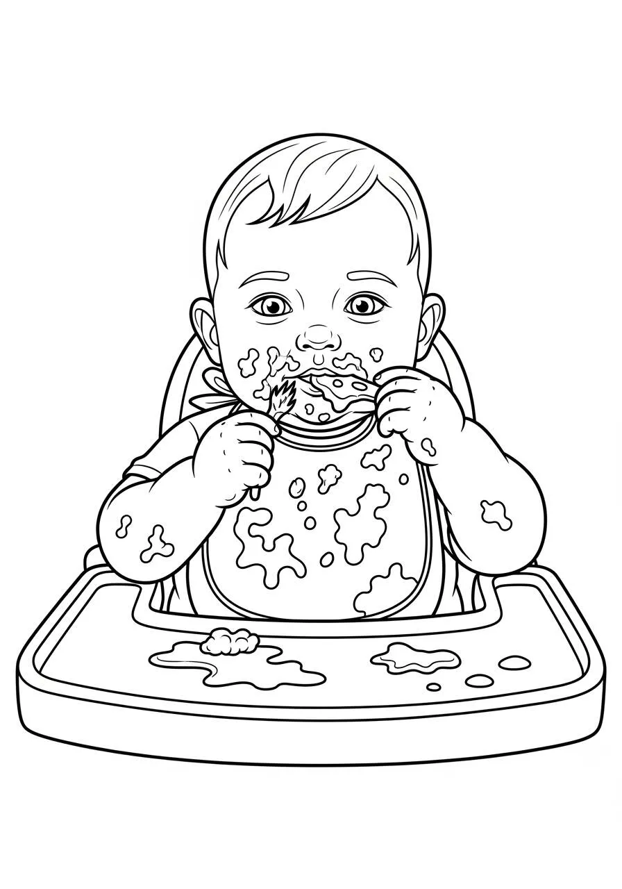 Desenho de Bebê se Alimentando para Colorir