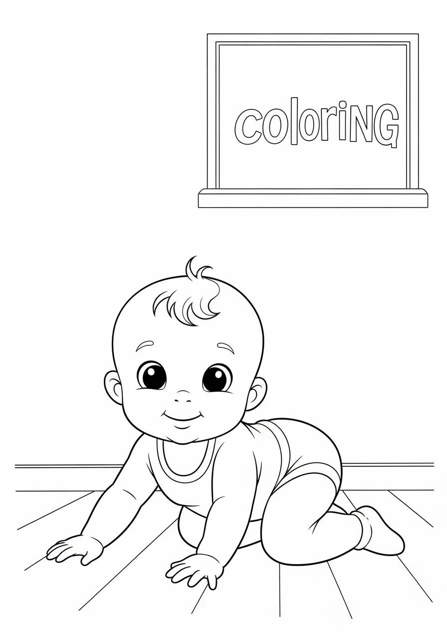 Desenho de Bebê Engatinhando para Colorir