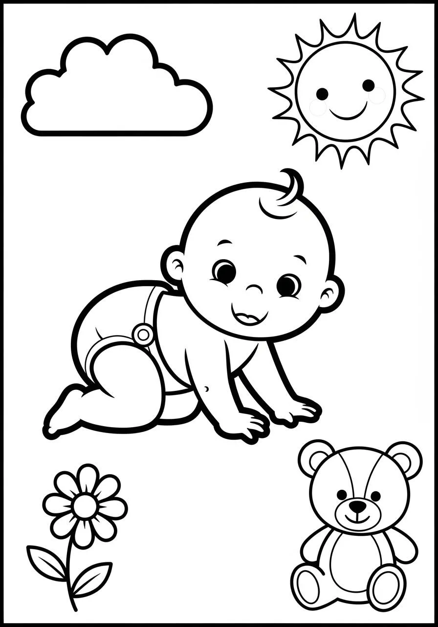 Página para colorear de bebé divertido