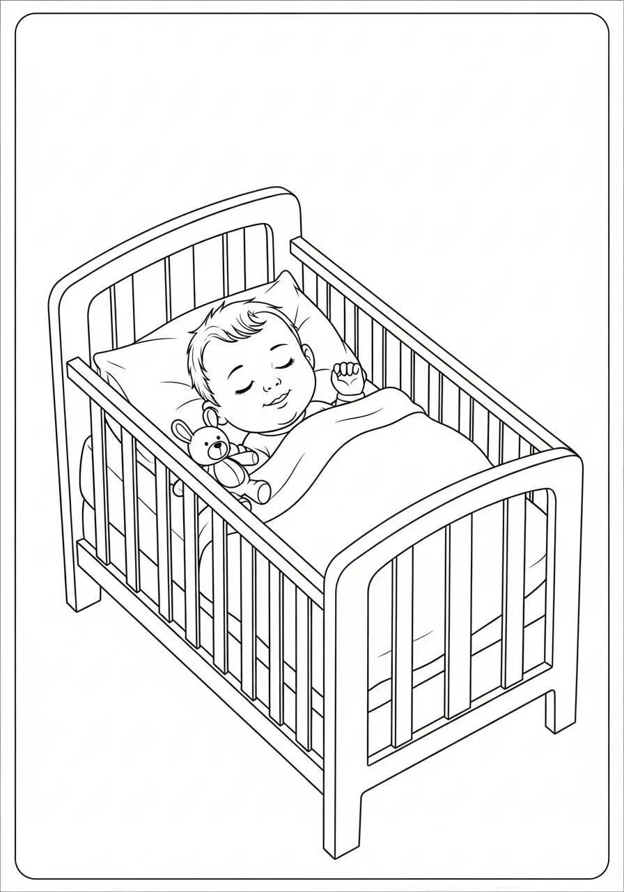 Desenho de Bebê Dormindo para Colorir