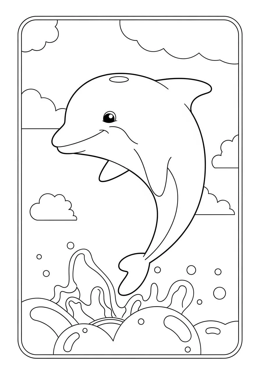 Desenho de Golfinho Alegre para Colorir