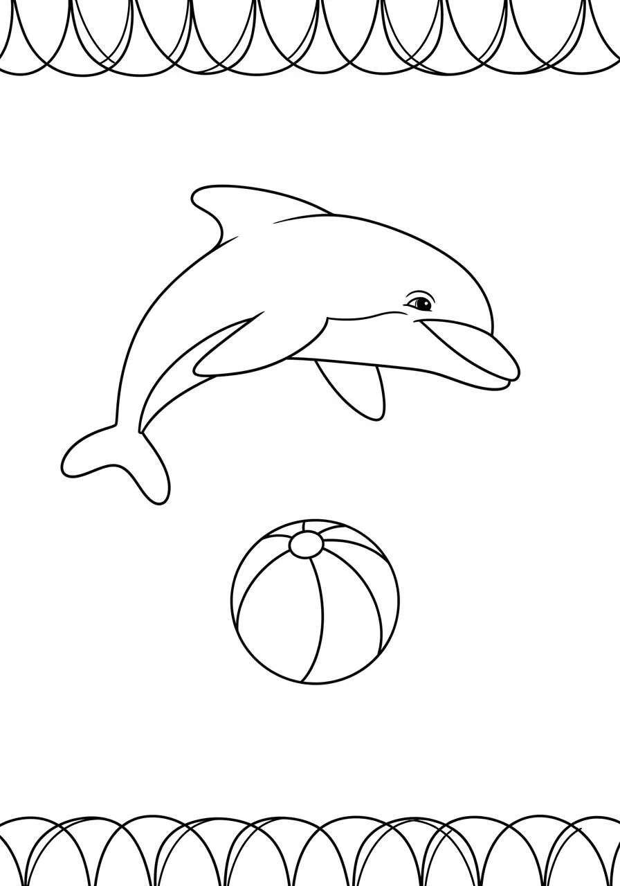Coloriage Dauphin jouant avec un ballon