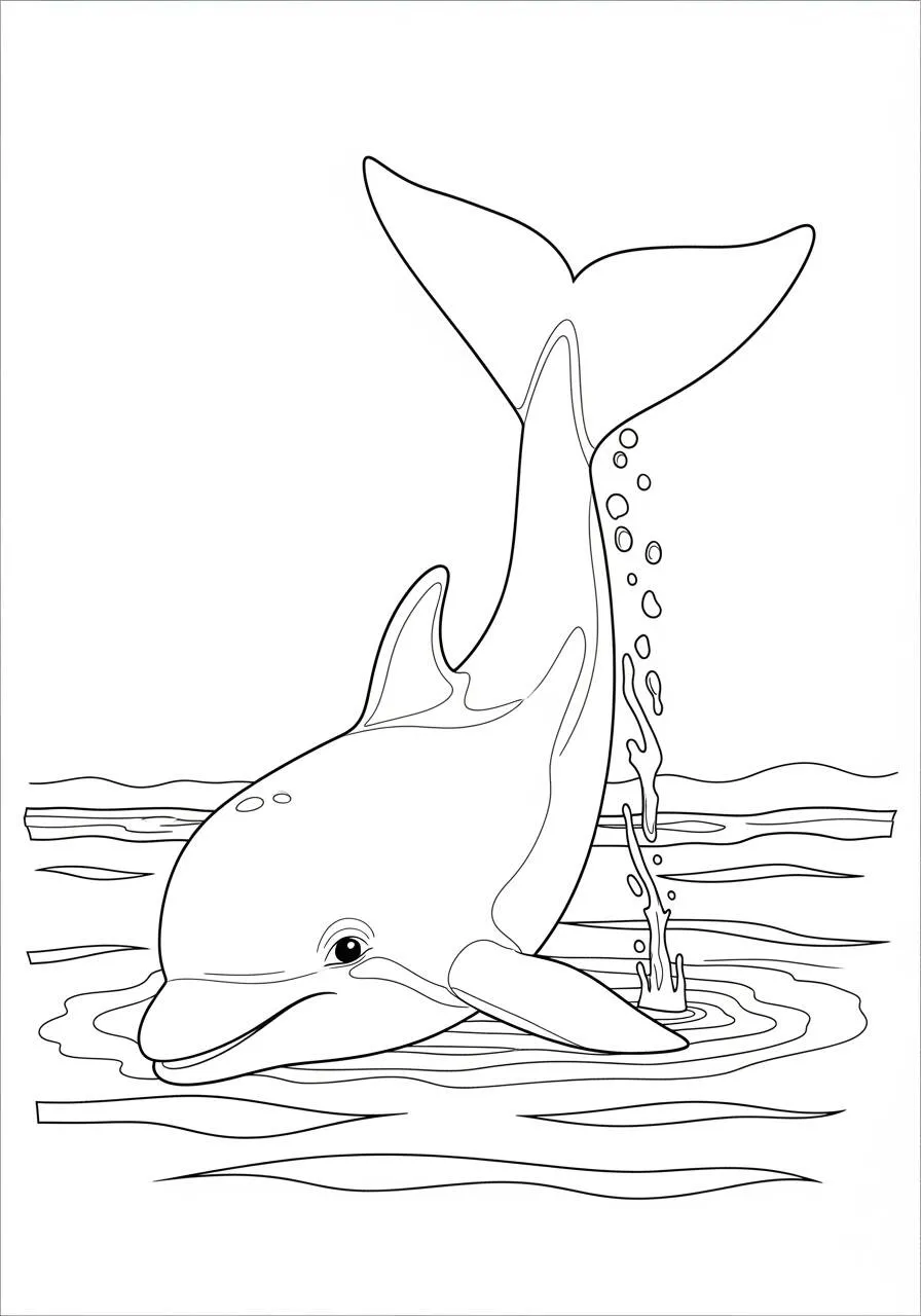 Desenho de Golfinho Brincando na Água para Colorir