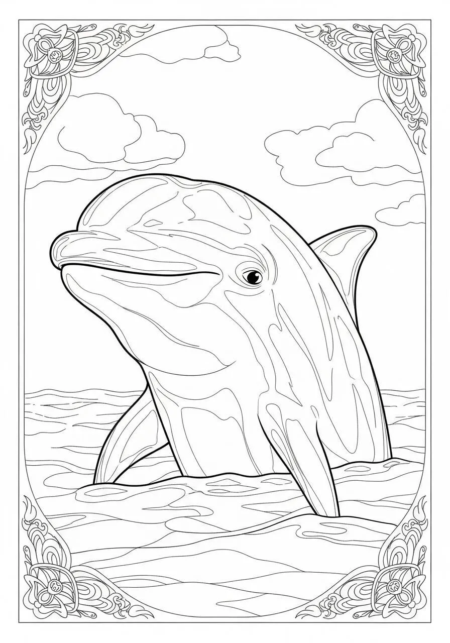 Desenho de Golfinho Alegre para Colorir