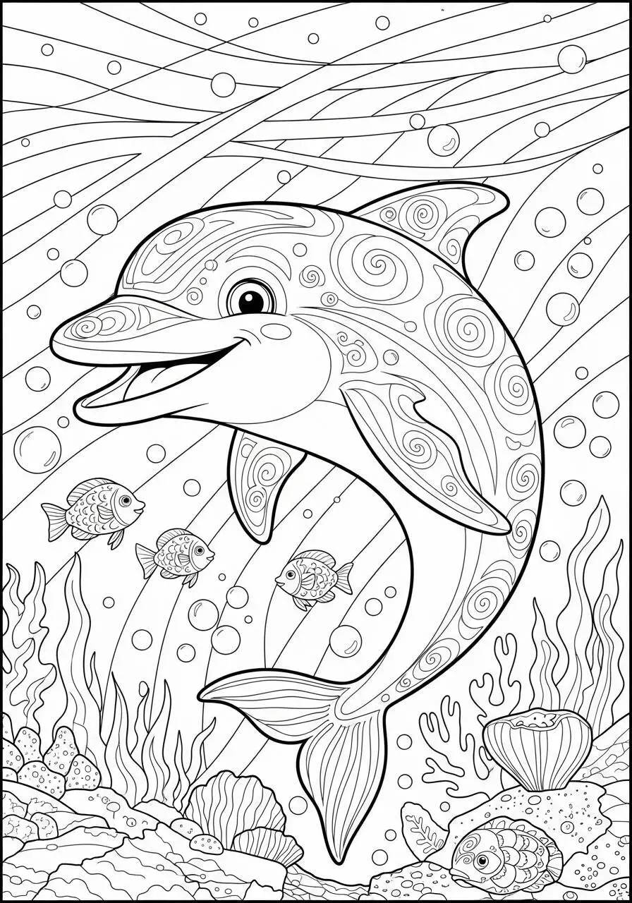 Desenho de Golfinho Alegre para Colorir