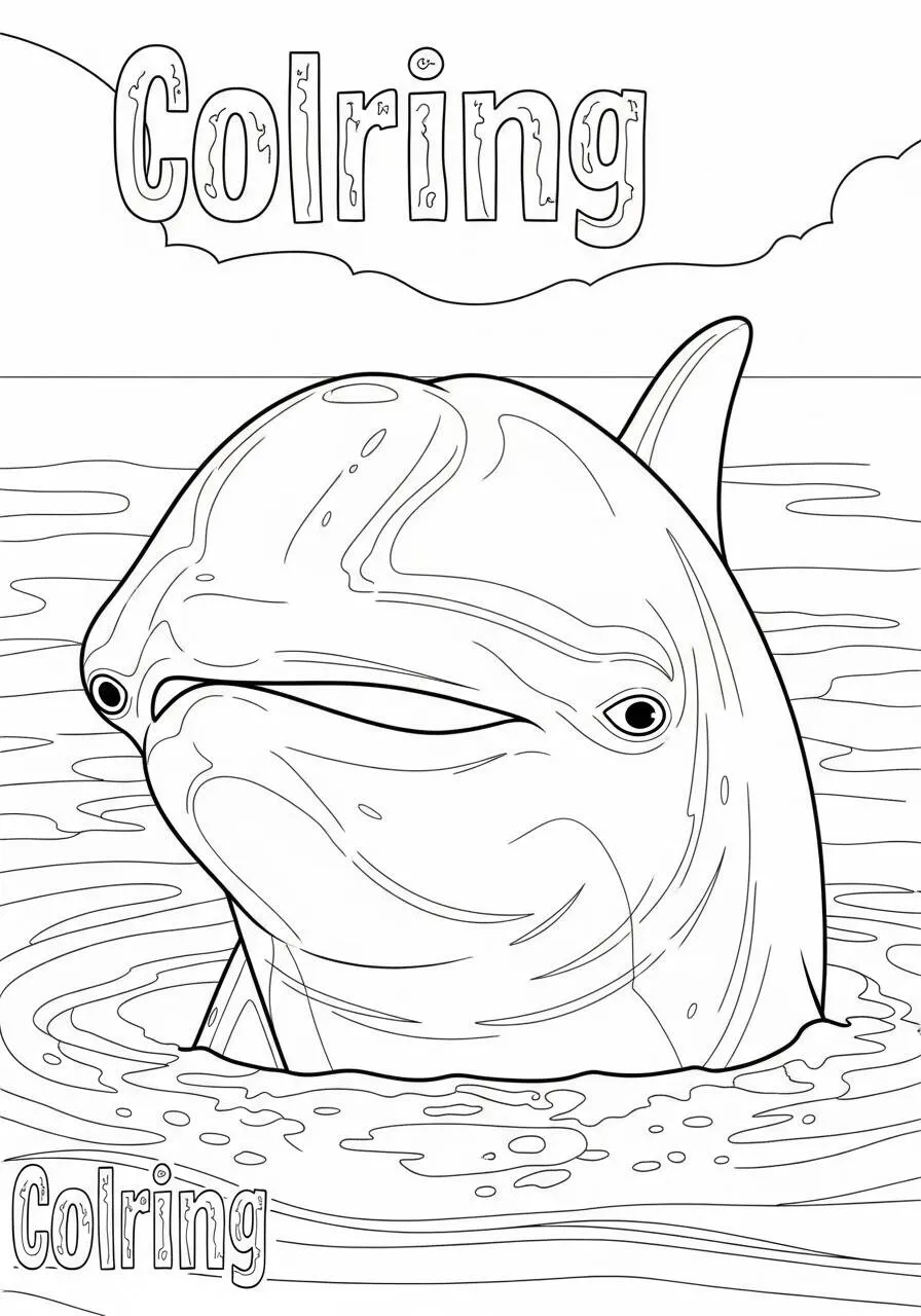 Desenho de Golfinho sorridente para colorir