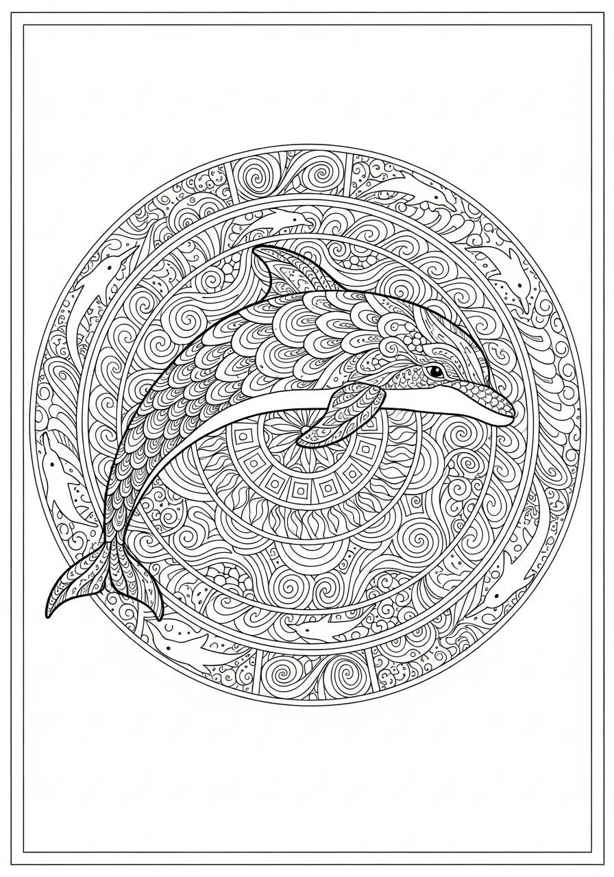 Desenho de Golfinho Mandala para Colorir