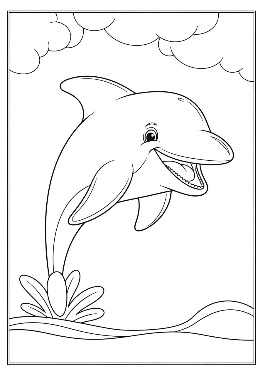 Página para colorear de delfines felices