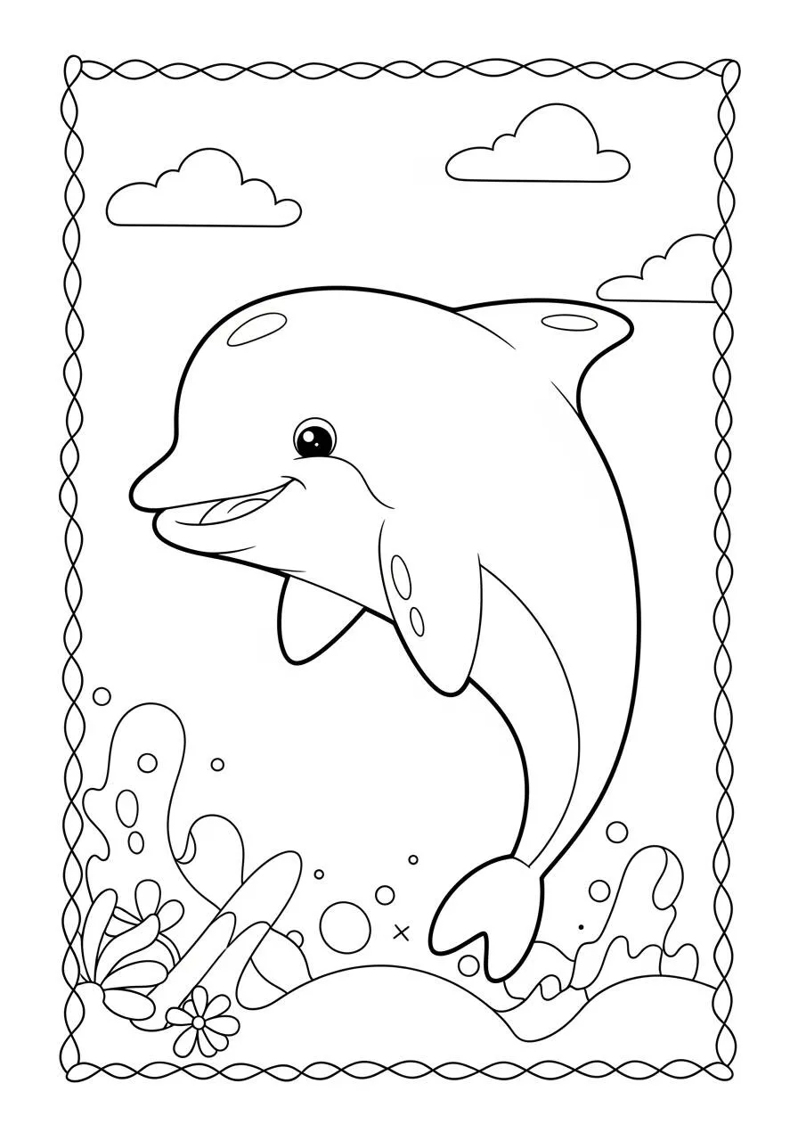 Página para colorear de delfines felices