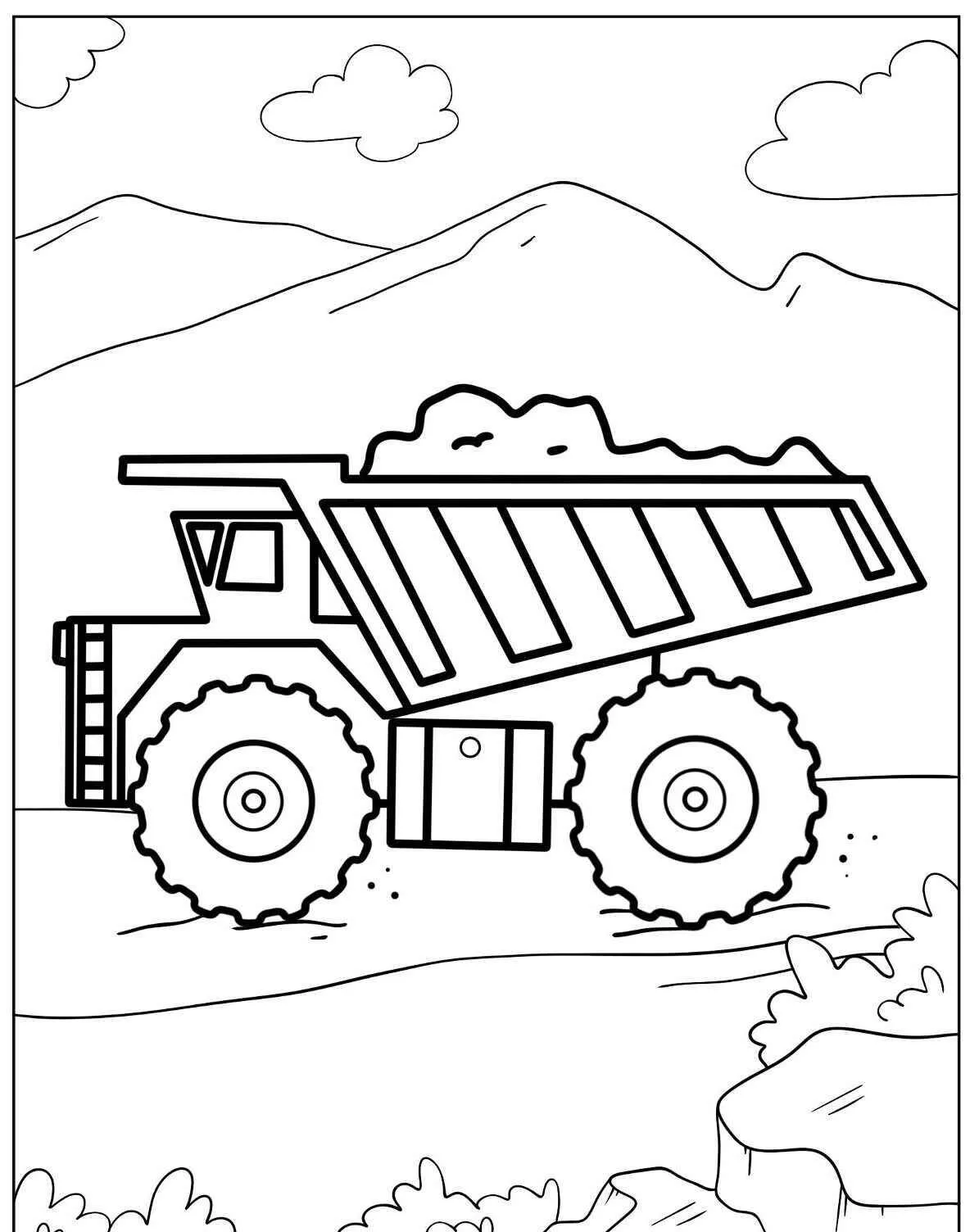 Desenho de Caminhão Basculante para Colorir