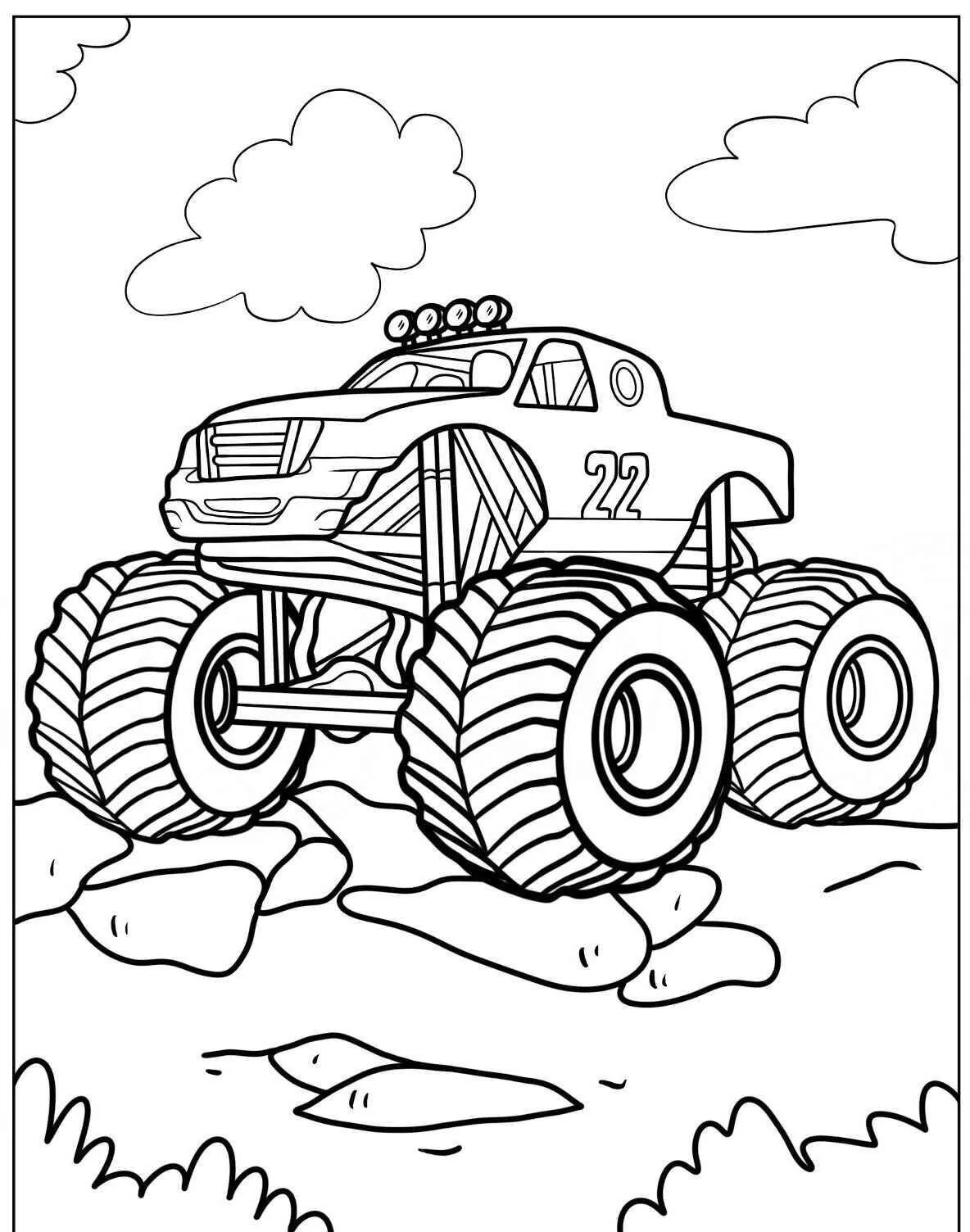 Desenho de Caminhão Monster Truck para Colorir