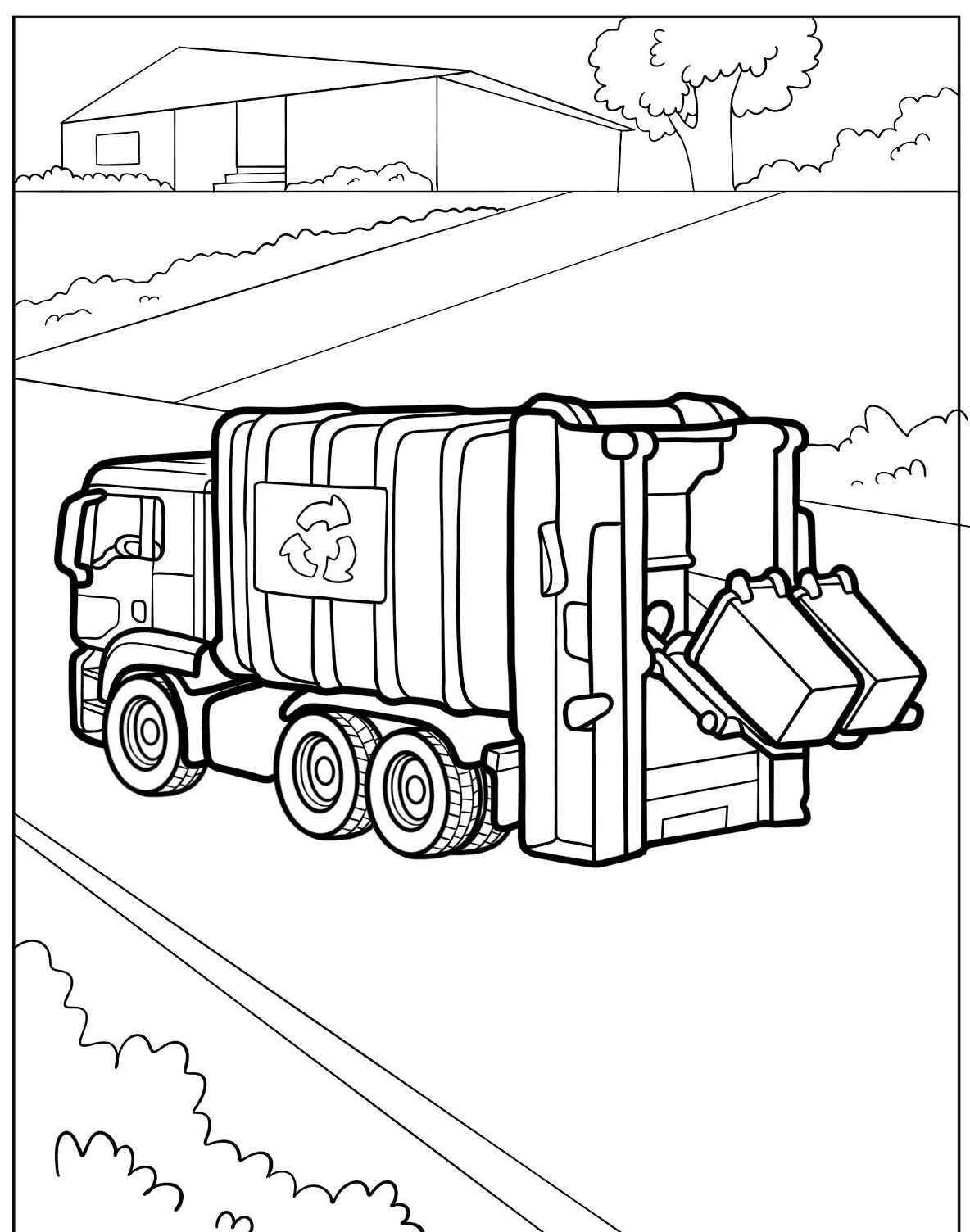 Desenho de Caminhão de Lixo para Colorir