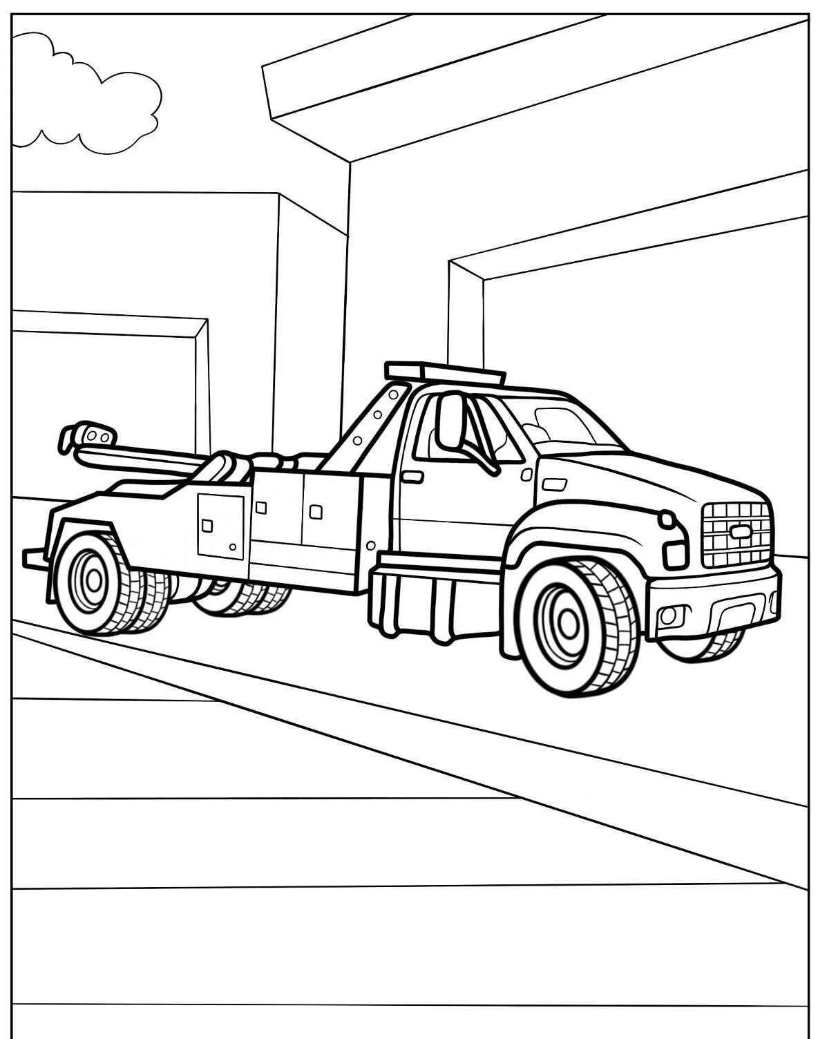 Desenho de Caminhão Guindaste para Colorir