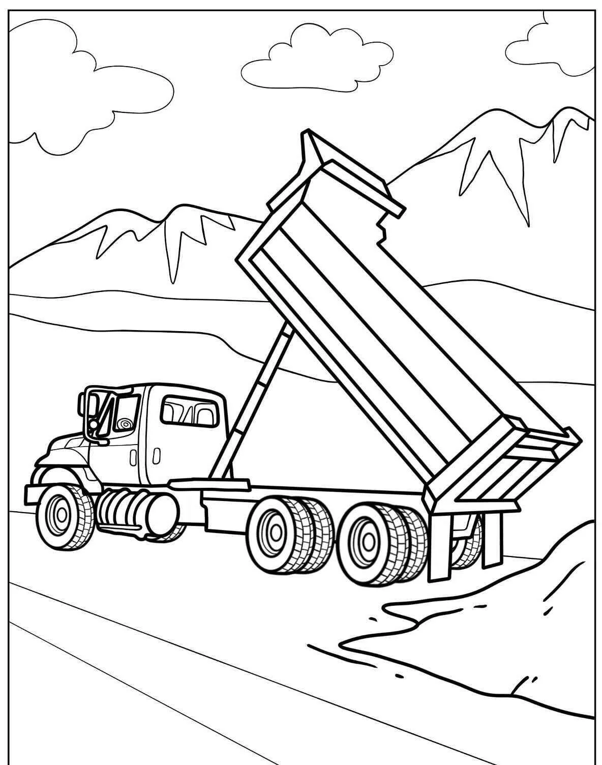 Desenho de Caminhão Basculante para Colorir