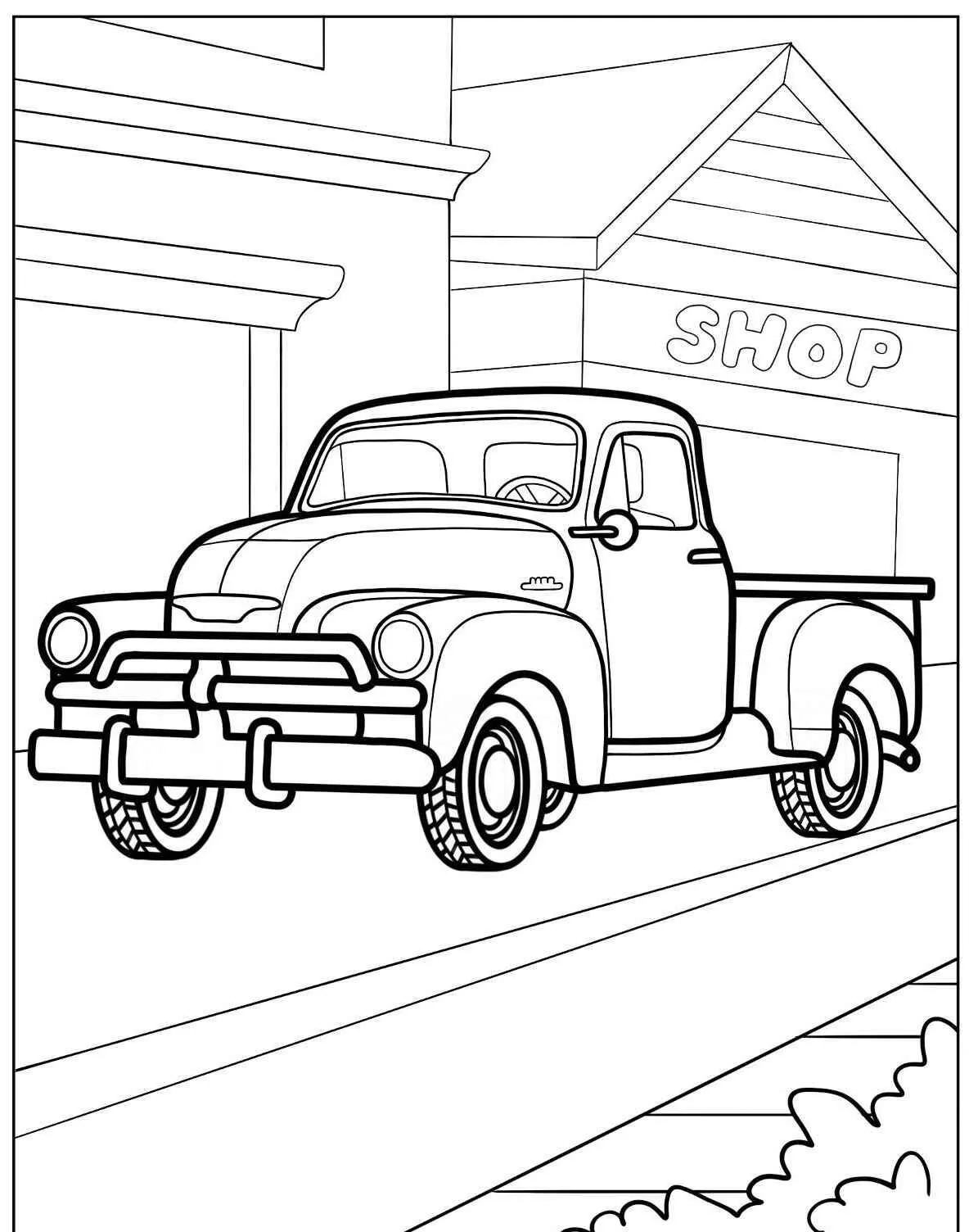 Desenho de Caminhão Clássico para Colorir
