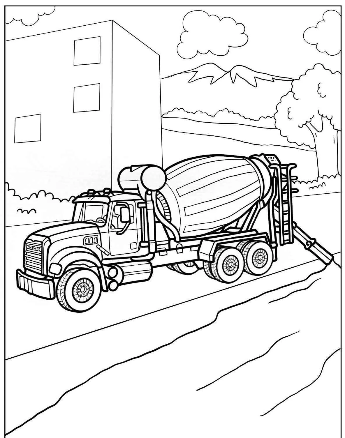 Desenho de Caminhão Betoneira para Colorir
