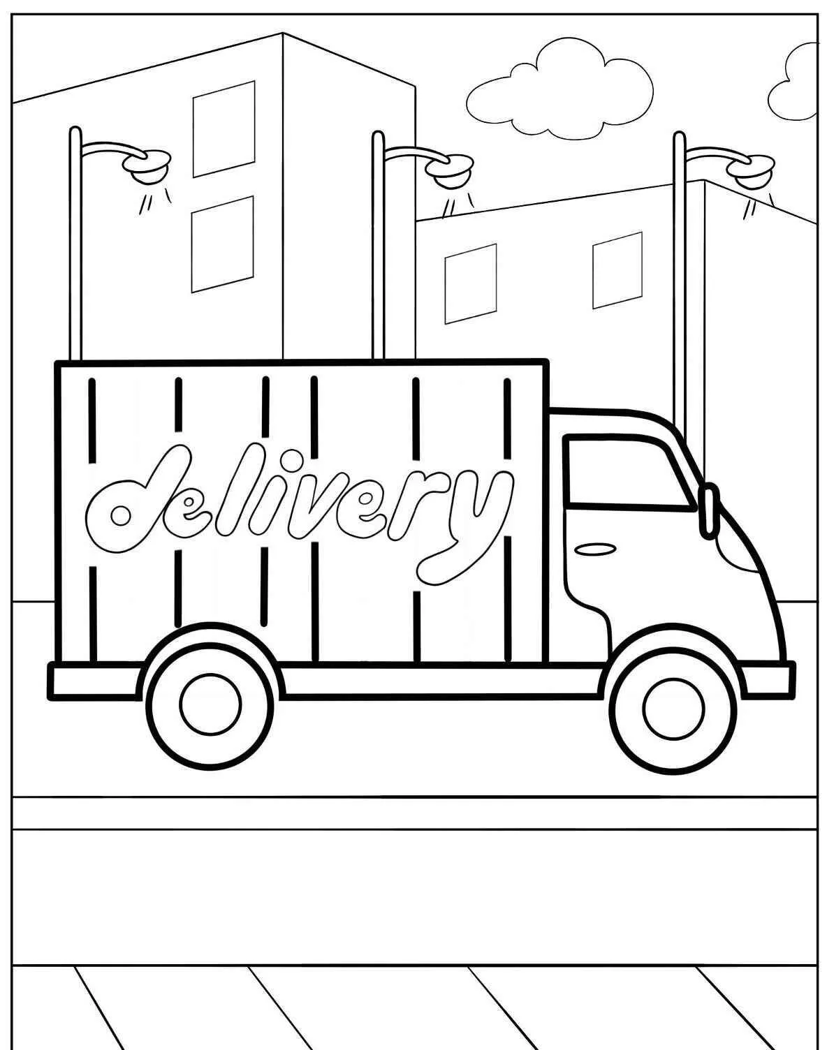 Desenho de Caminhão de Entrega para Colorir
