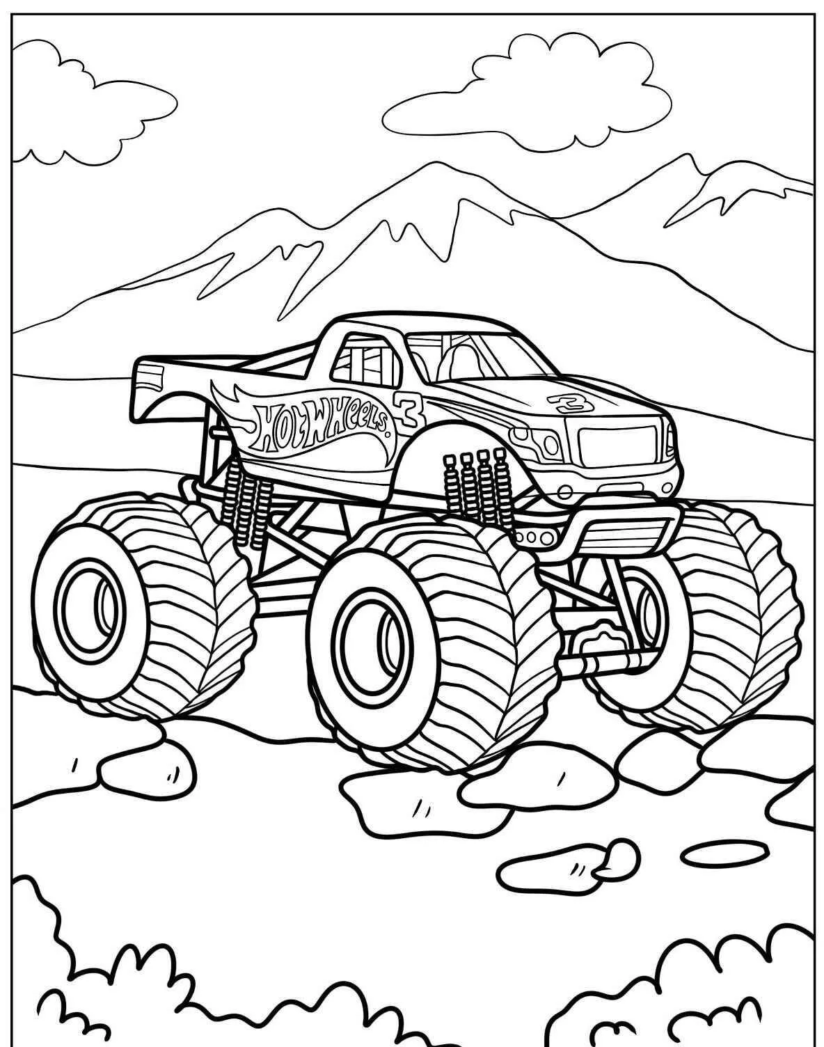 Desenho de Caminhão Monster Truck para Colorir