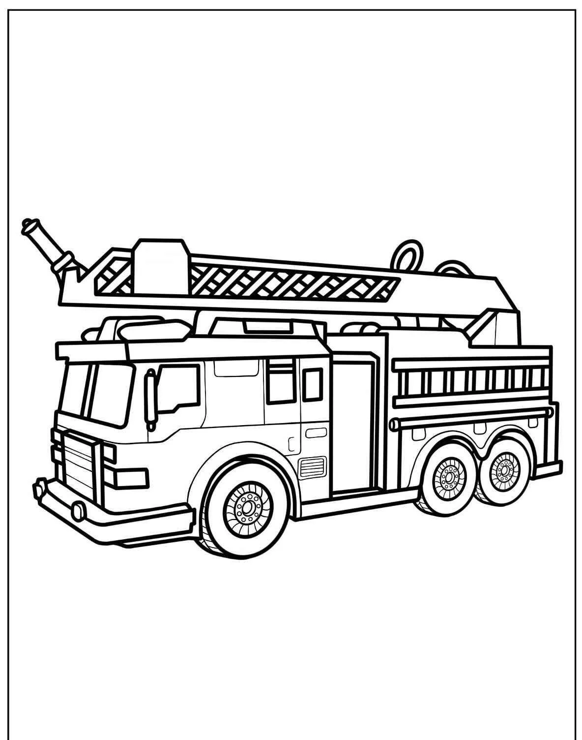 Desenho de Caminhão dos Bombeiros para Colorir