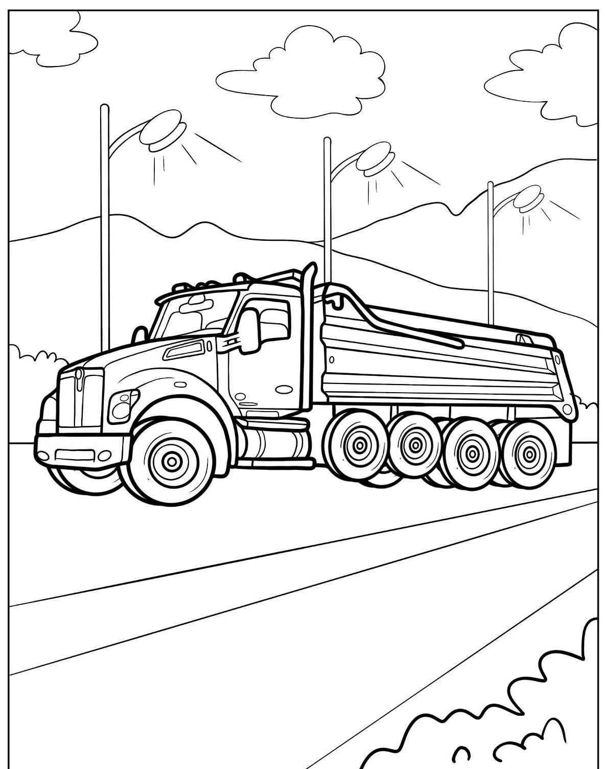 Desenho de Caminhão Basculante para Colorir