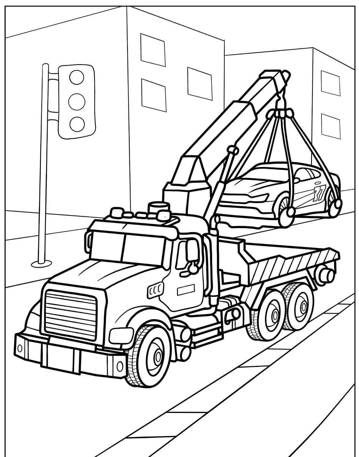 Desenho de Caminhão Guindaste para Colorir