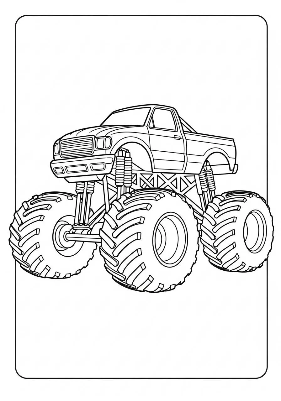 Desenho de Caminhão Monster Truck para Colorir