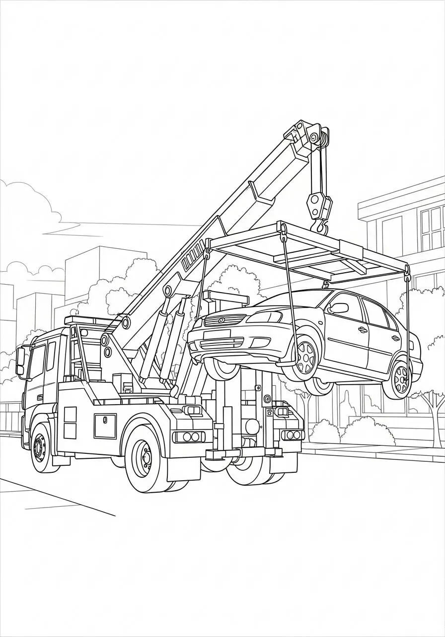 Desenho de Caminhão Guindaste para Colorir