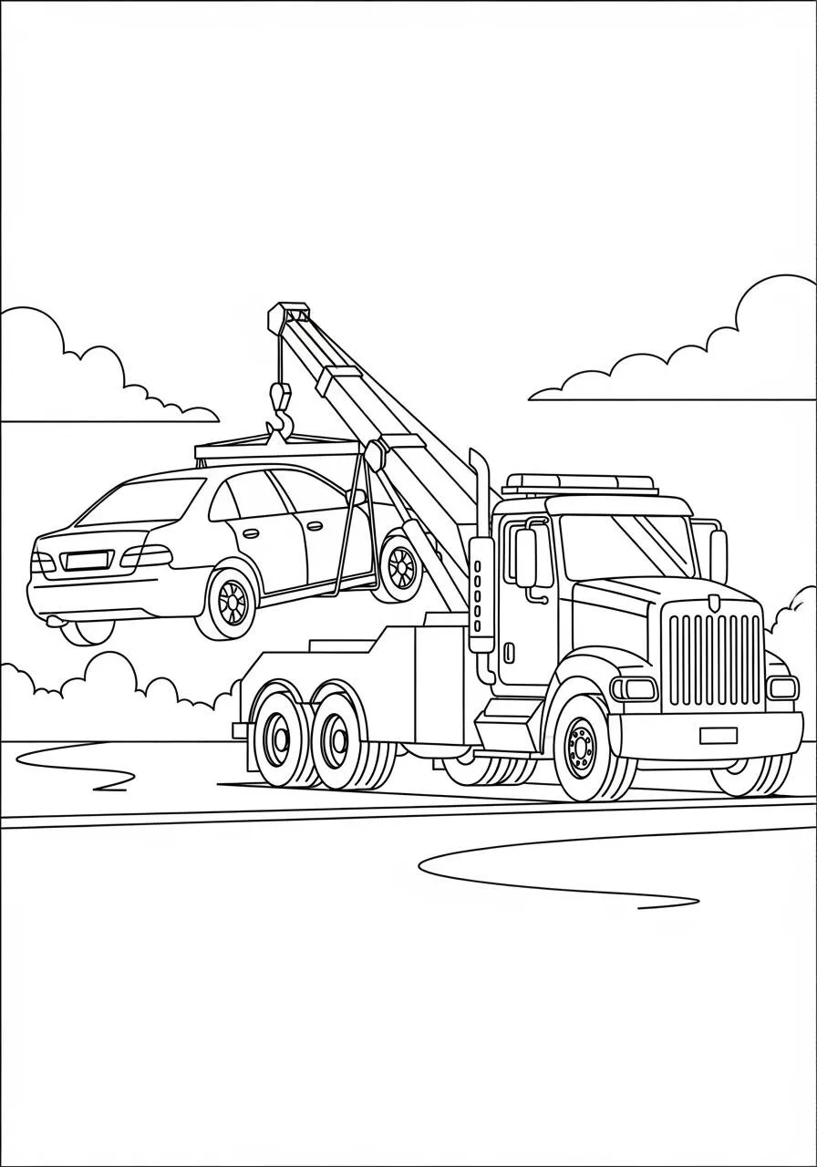 Desenho de Caminhão Guindaste para Colorir